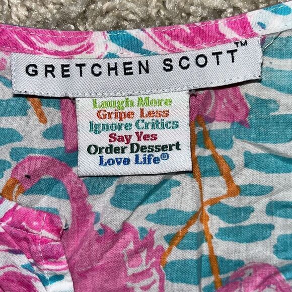 Gretchen Scott Cotton Gauze Tunic Beach Cover Up Pink Flamingos Small S EUC - Picture 3 of 15
